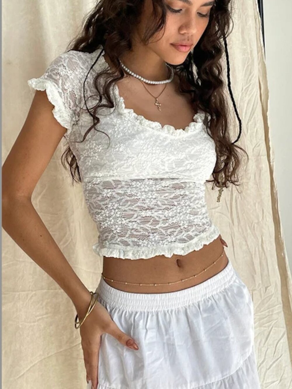 BRAND NEW Motel Rocks White Lace Top in Medium